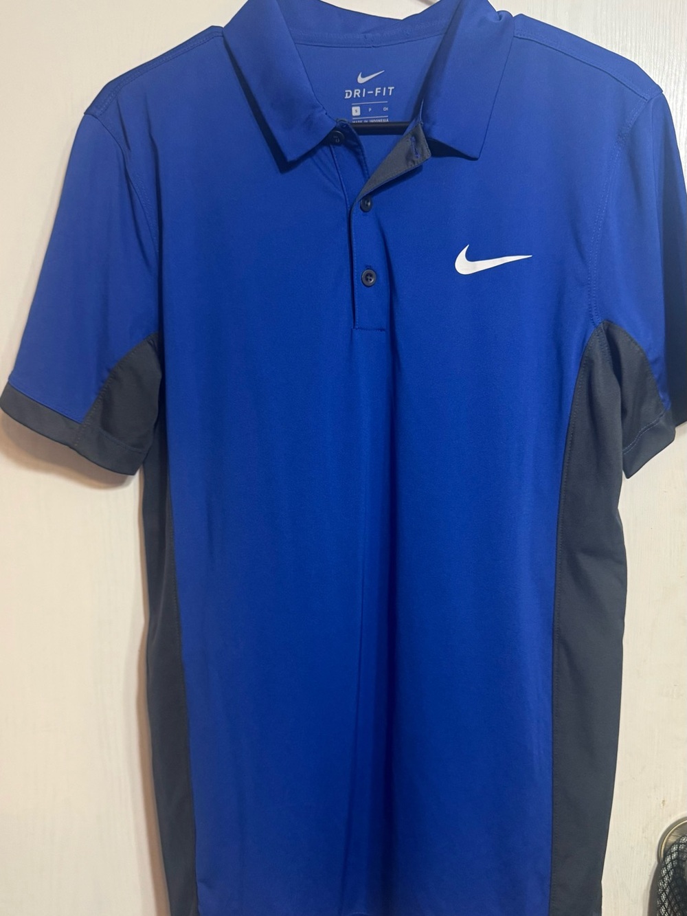 Nike Royal Blue and Gray Dri-FIT Polo Shirt
